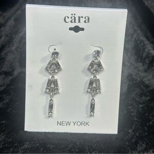 Nordstrom Cara Silver Rhinestone Hanging Earrings
